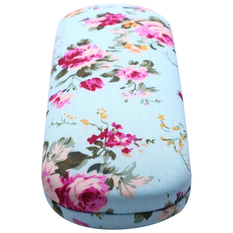 ●New Eyeglasses Hard Case For Glasses Women Optical Cases Floral Print Eyewear Spectacles Box Holder EyeGlass Case(light blue)