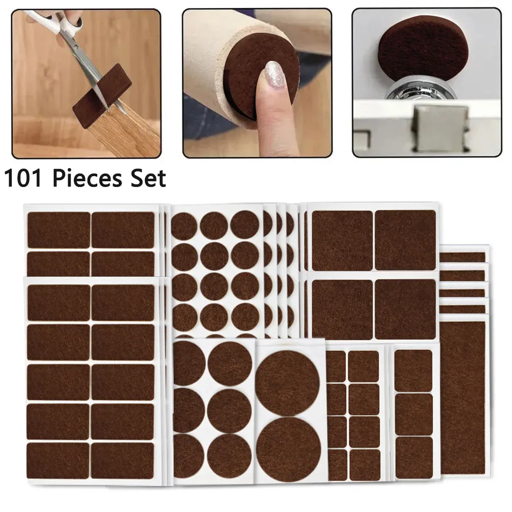 101PCS Felt Chair Leg Pads,Felt Furniture Pads for Protecting Hardwood Floors, Value Pack of Various Sizes,Self Adhesive