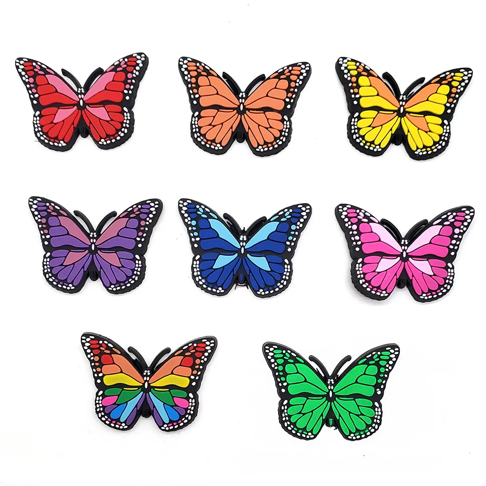 

8pcs Cartoon butterfly Shoe Accessories Shoe Charms Shoe buckle PVC Sandals Decoration - Shoe Charms Gifts