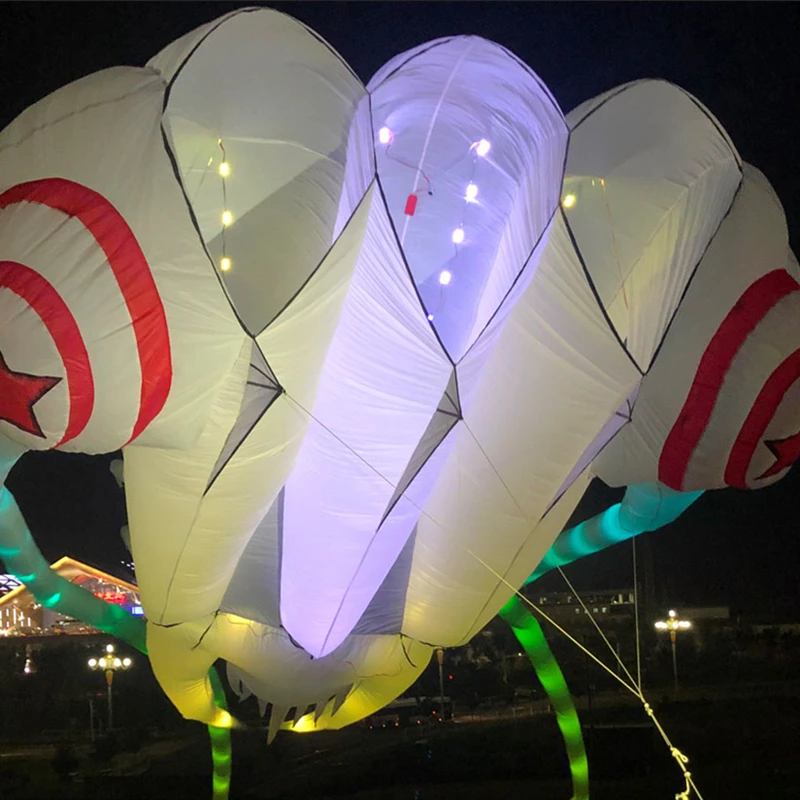 LEDライト付きのソフトインフレータブルカイト,LEDライト付きのおもちゃ,夜の飛行,楽しい,送料無料,10 m