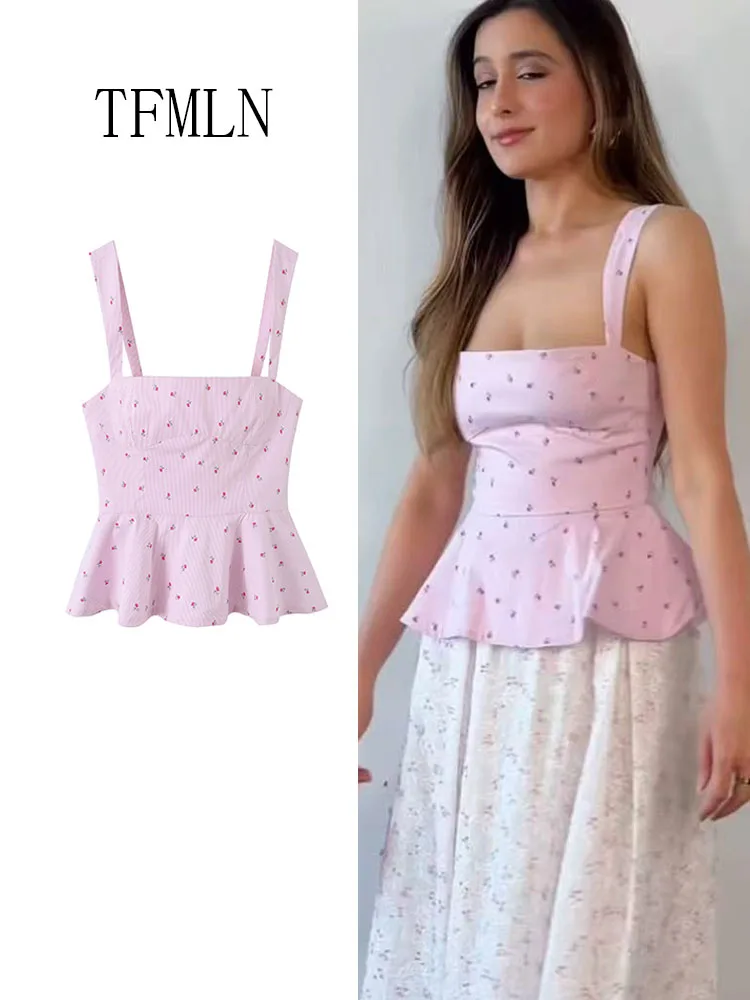 2026 Sommer Süße Damen Gestreifte Bedruckte Tanktops Modische Ärmellose Schlanke Lässige Camisole-Shirts Schicke Rückenreißverschluss-Rocksaum-Tops
