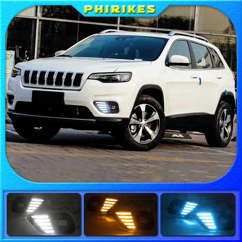 

Светодиодные дневные ходовые огни, 2 шт., для Jeep Cherokee 2019 2020, автомобильные аксессуары, водонепроницаемые ABS 12 В DRL, противотуманные фары, украшение