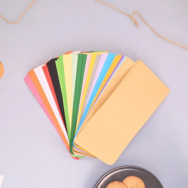 10pcs 9x17cm Money Blank Paper Envelopes Self-adhestive Gift Card Packaging Envelop Yellow Red Blue Green Color