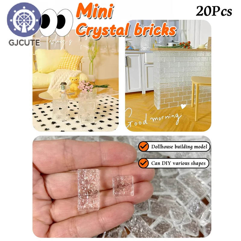 Mini Briques Transparentes pour Maison de Course, Accessoire de Construction Miniature, Ondulation de l'Eau, Mur en Verre de Clip, Modèle de Brique, Micro Scène, 20 Pièces