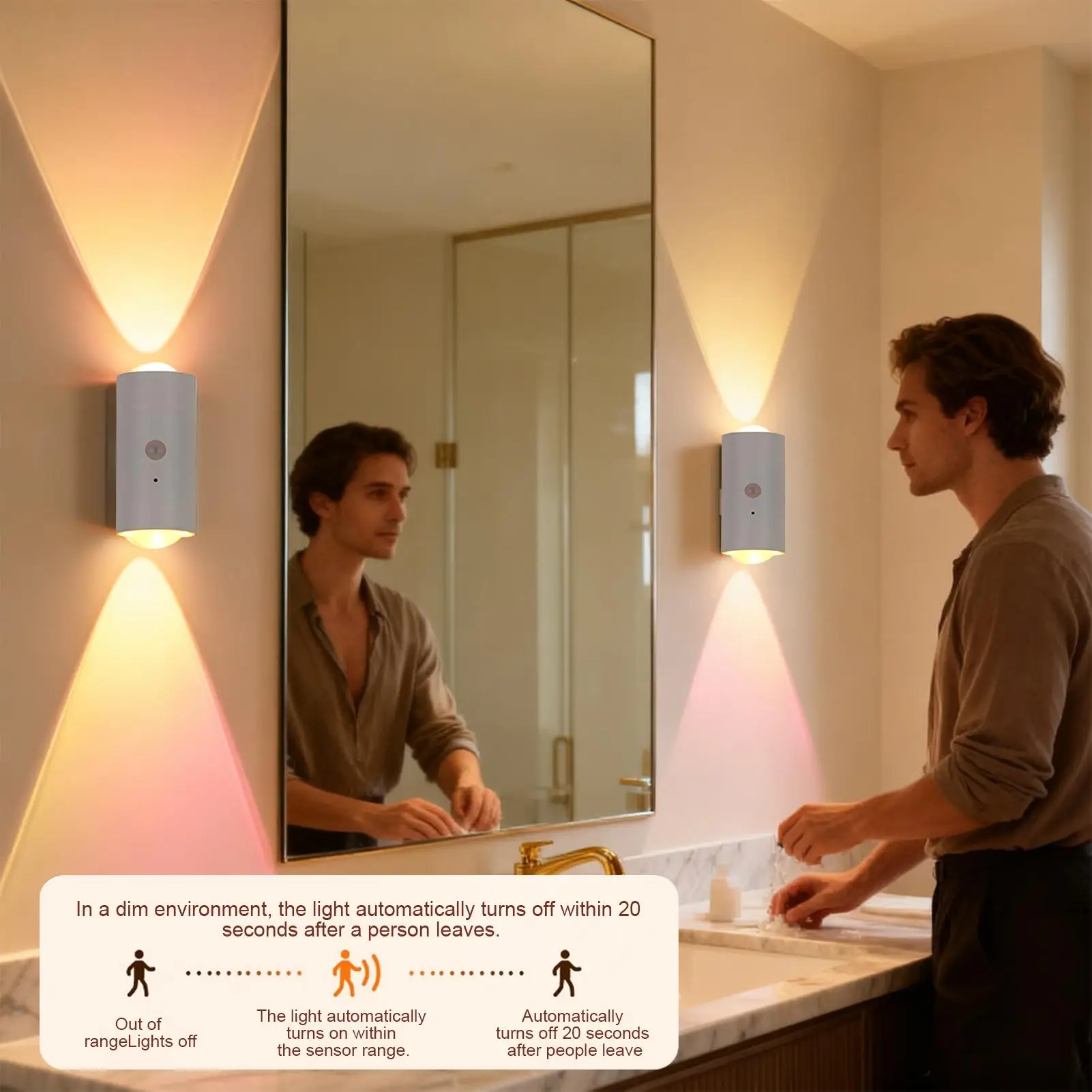 Motion Sensor Night Light Rechargeable Motion Activated Magnetic Smart Dimmable Light Automatic On Off For Living Room Bathroom