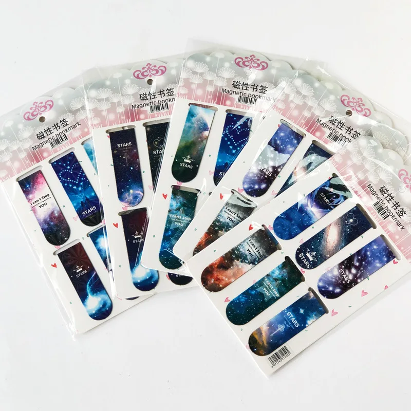 6 Pcs/pack Fantastic Starry Magnetic Bookmarks Maker of Page