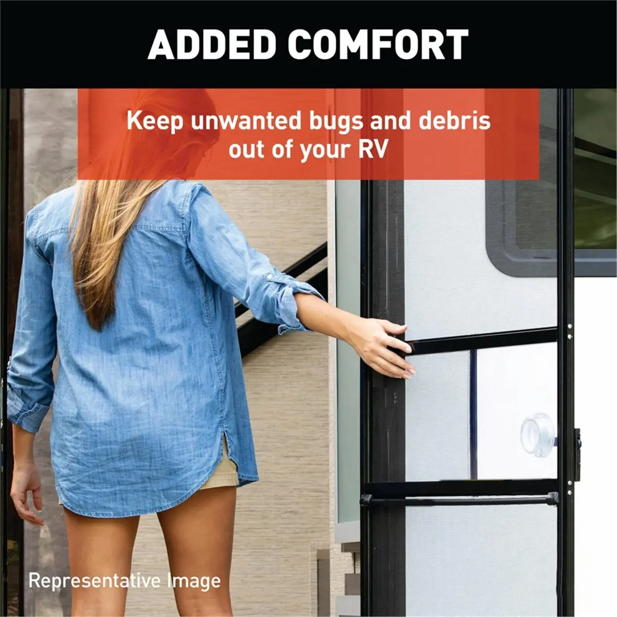 update. RV Screen Door Slider Panel with Push-Down Knob Opener, No Assembly, Easy Installation 239061
