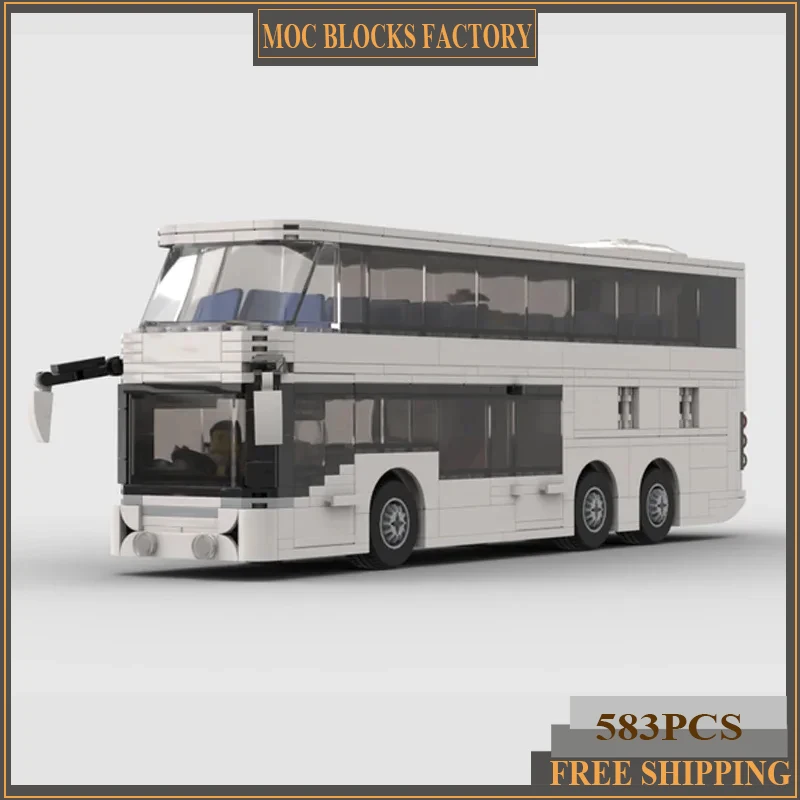 Double Decker Coach Bus Moc Building Bricks City Car Model Technology Modular Blocks Gifts Toys For Children DIY Sets Assembly