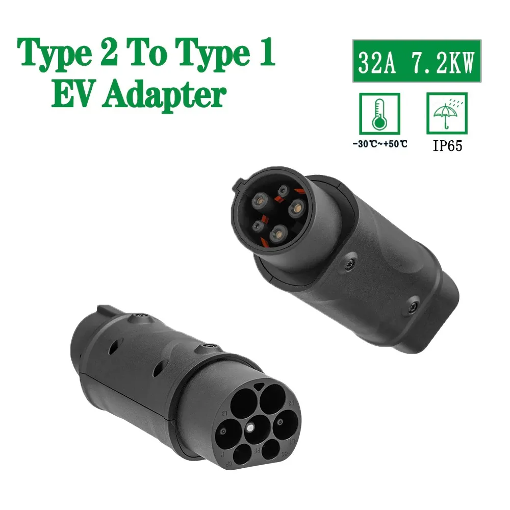 EV Adaptor Type2 to Type 1 SAE J1772 Type 1 To Type 2 EV Adapter Electric Vehicle Car EVSE Charger Connector For Car Charging