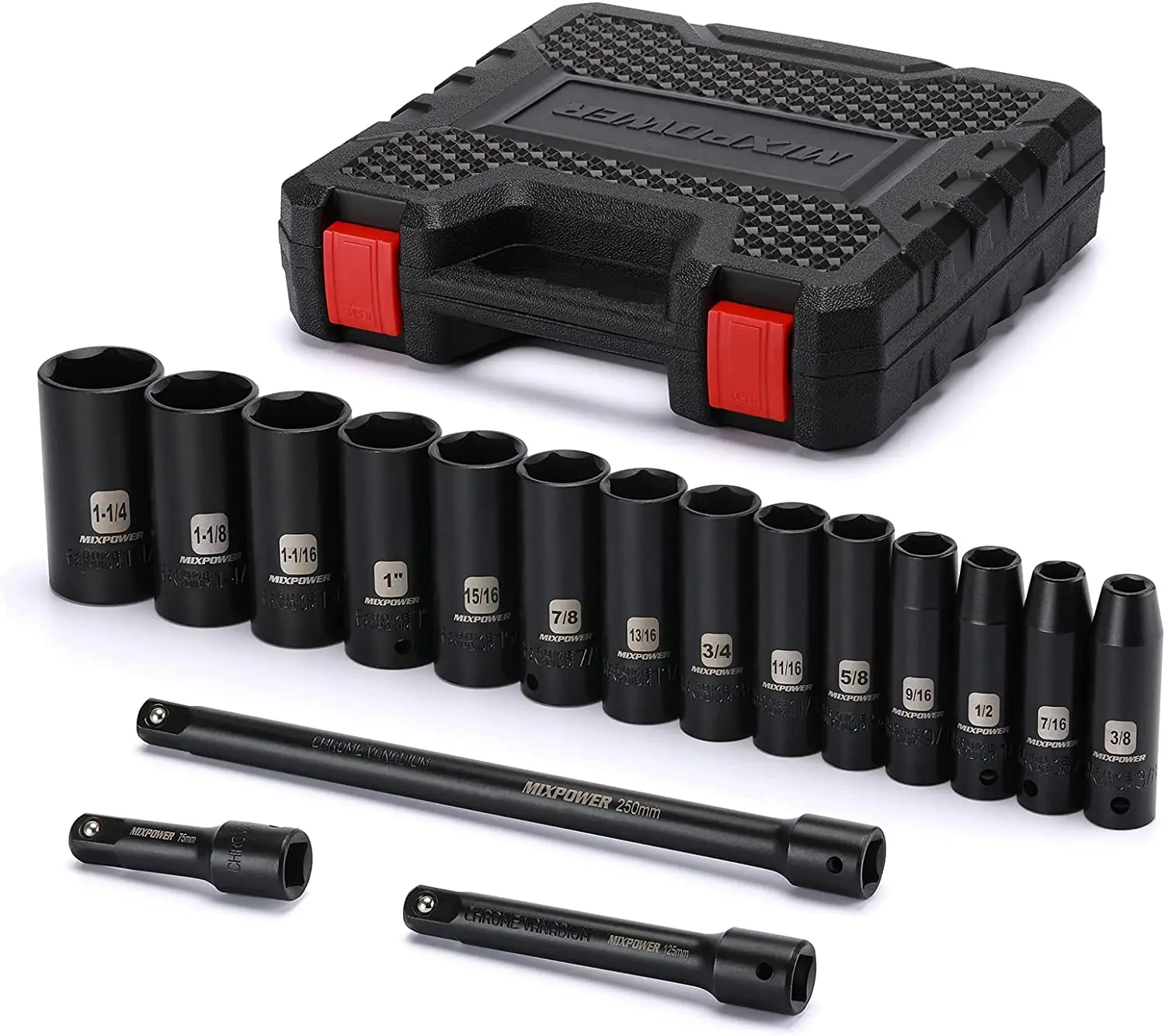 Test i rekomendacja zestawu 16 sztuk 1/2-calowego gniazda SAE Cr-V z powłoką elektroforetyczną i wygrawerowaniem laserowe – Ginour