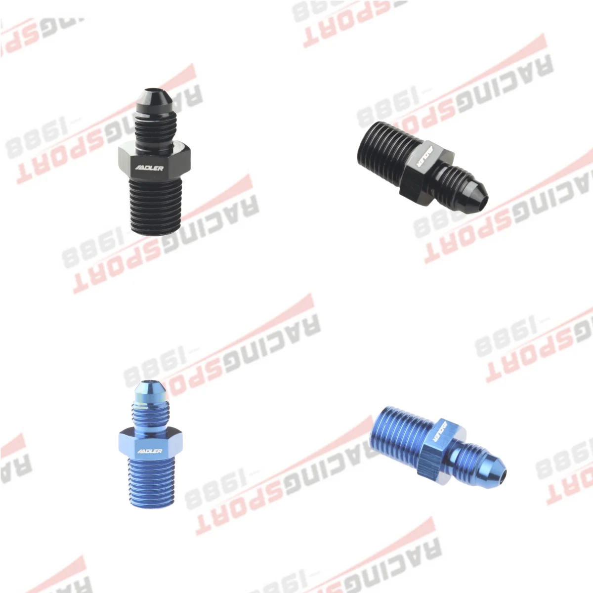 

2PCS -4AN AN4 Male To 1/4'' NPT Straight Adapter Pipe Thread Fitting Blue/Black