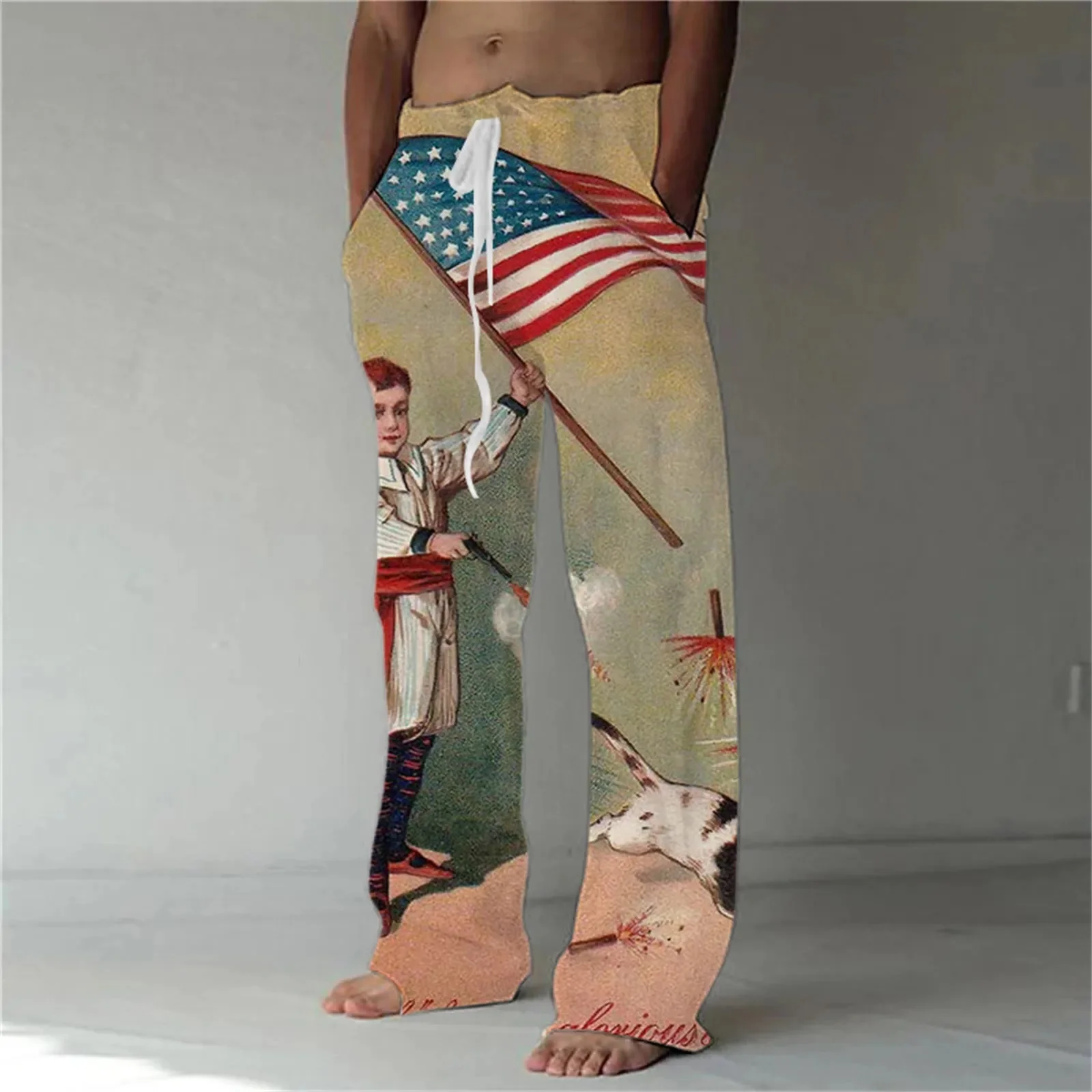 Colorful Personalized Straight Leg Pants For Summer Seaside Travel Basic Casual Loose Pants For Men's New Style WR6