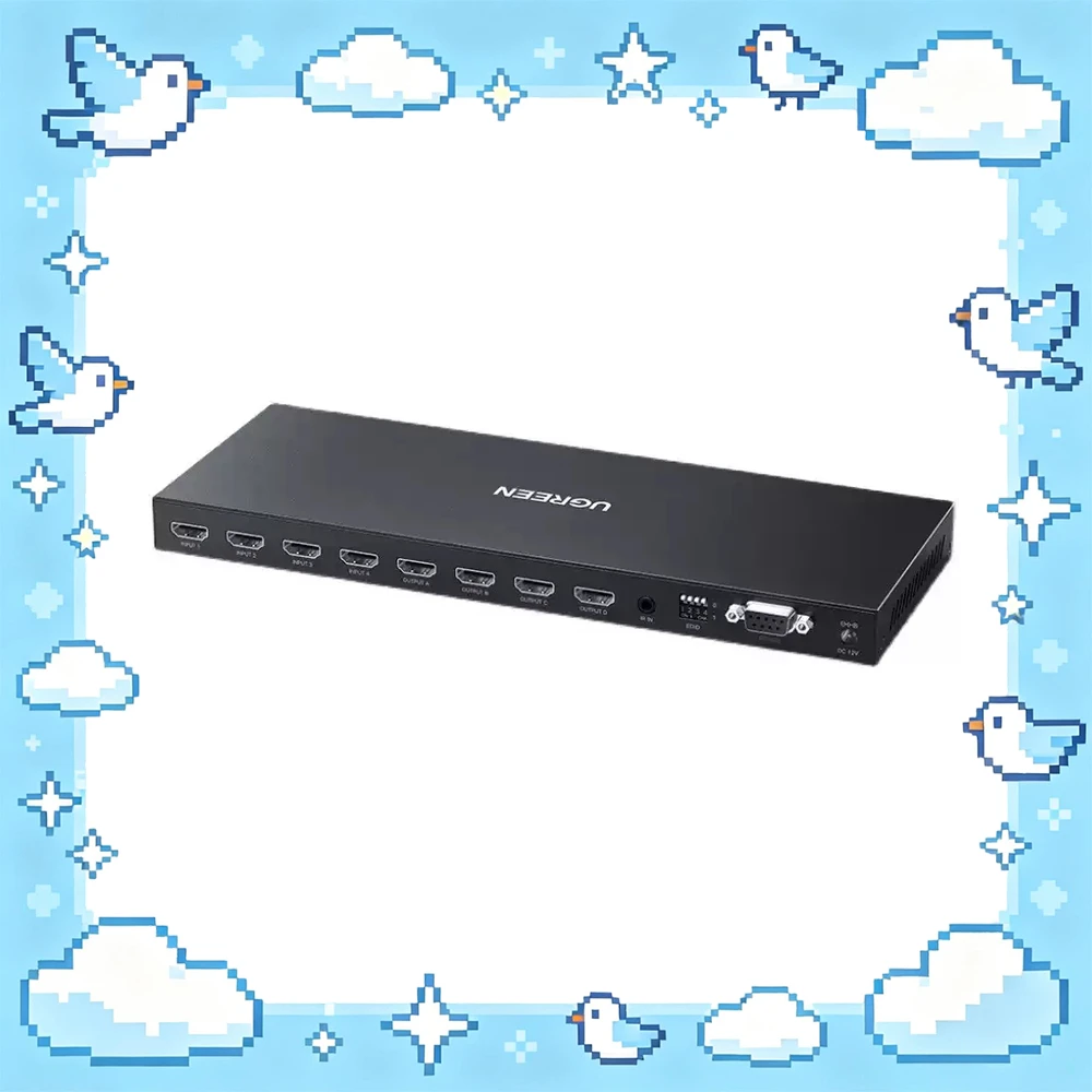 UGREEN 70436 HDMI Matrix Switch Splitter CM289 4x4 4K60Hz HDMI 2.0 EDID IR Remote RS232 Button Control for TV Projector