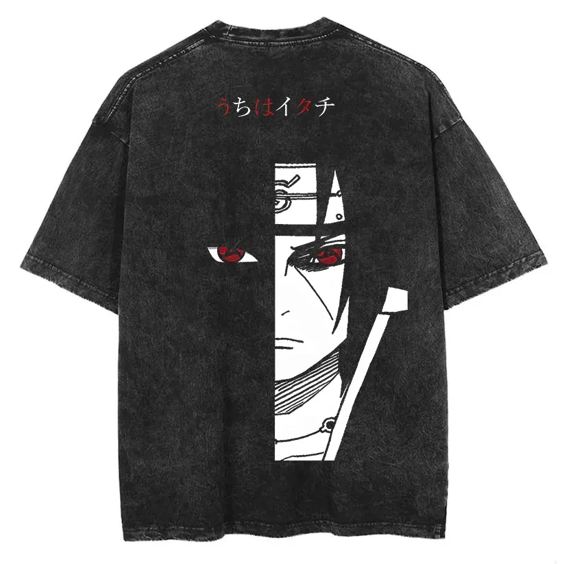 Camiseta Hashirama Senju de Naruto, Estilo Vintage, Lavada, Oversize, Retro, Anime, Harajuku, Streetwear, Ropa Gráfica para Hombre, Nueva