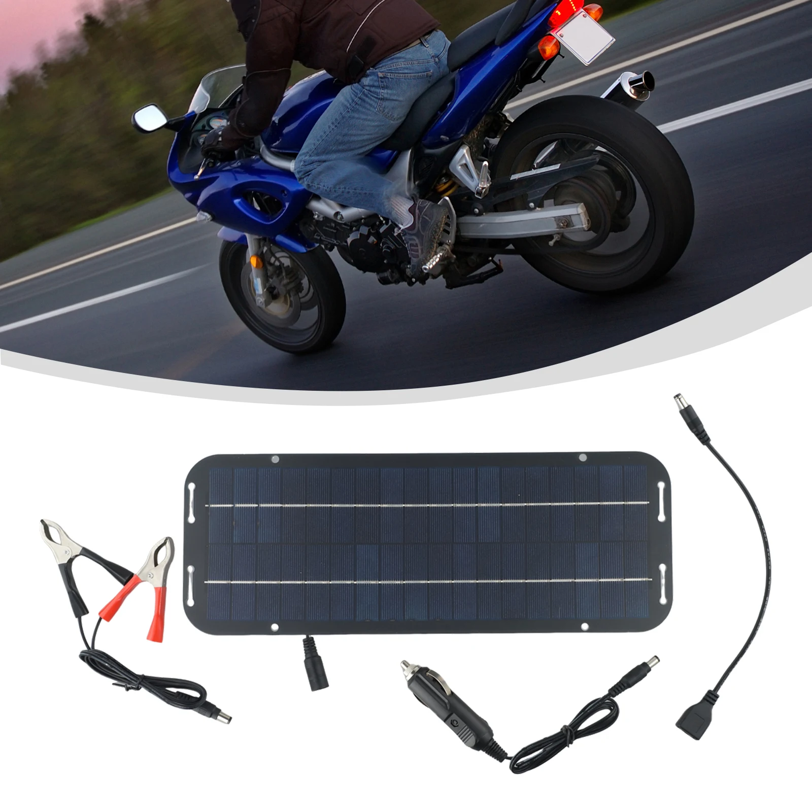 

Solar Panel 5W12V Solar Panel Monocrystalline Solar Cell With Battery Charging Clip Cable For RV Boat And Motorcycle