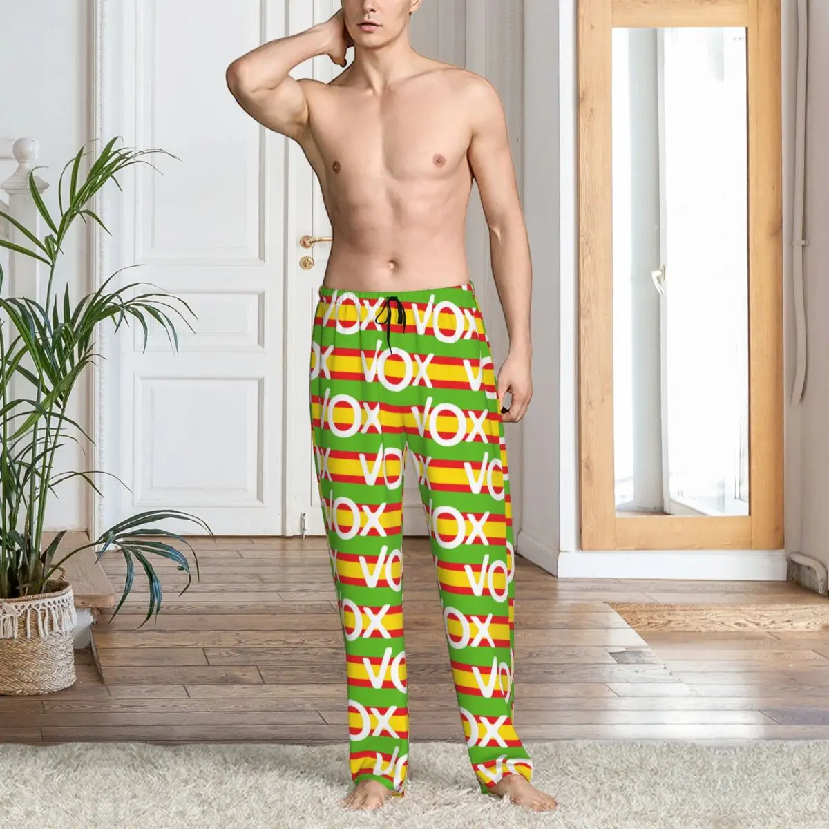 Custom Spain Vox Pajama Pants Sleepwear Men Elastic Waistband Spanish Flag Sleep Lounge Bottoms with Pockets view 6
