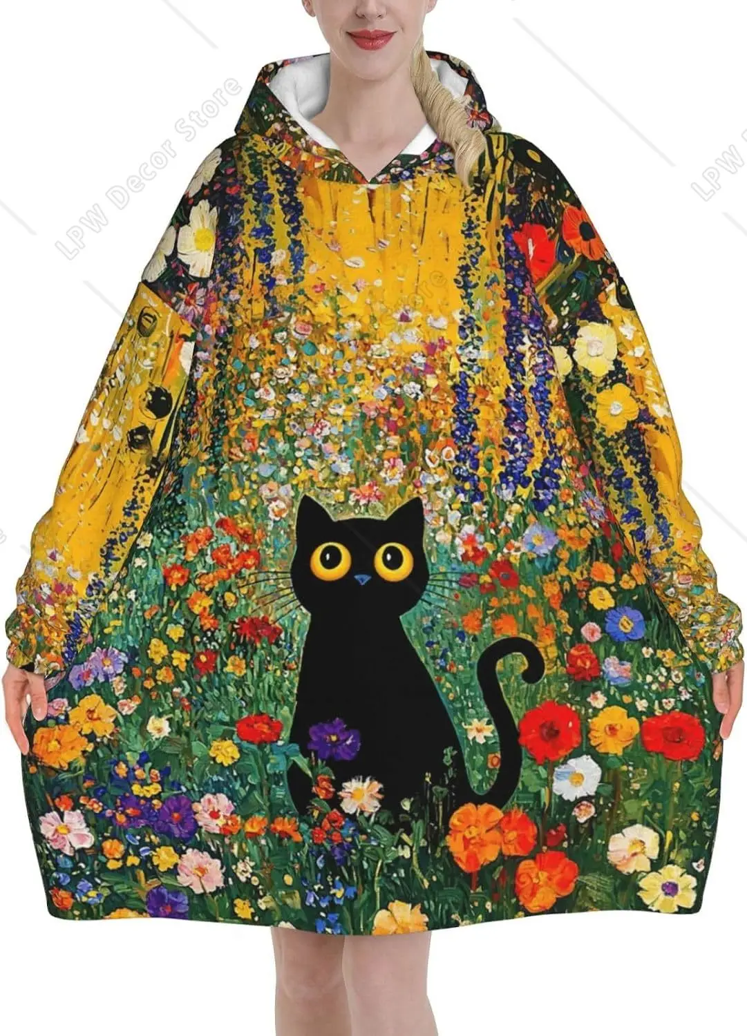 Wearable Blanket Oversized Blanket Hoodie Cozy Hoodie For Adults cat Sweatshirt Sweater Blanket Hoodie With Pocket