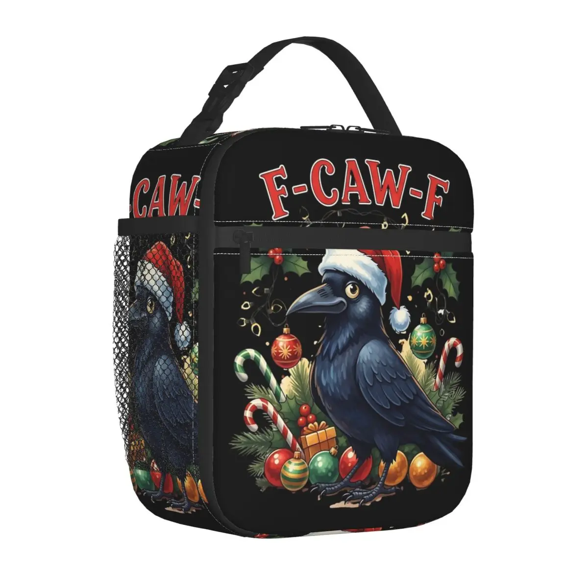 F-CAW-F الغراب عيد الميلاد مضحك سانتا كرو اكسسوارات معزول أكياس الغداء تخزين صناديق الطعام المحمولة الحرارية برودة صناديق الغداء #1