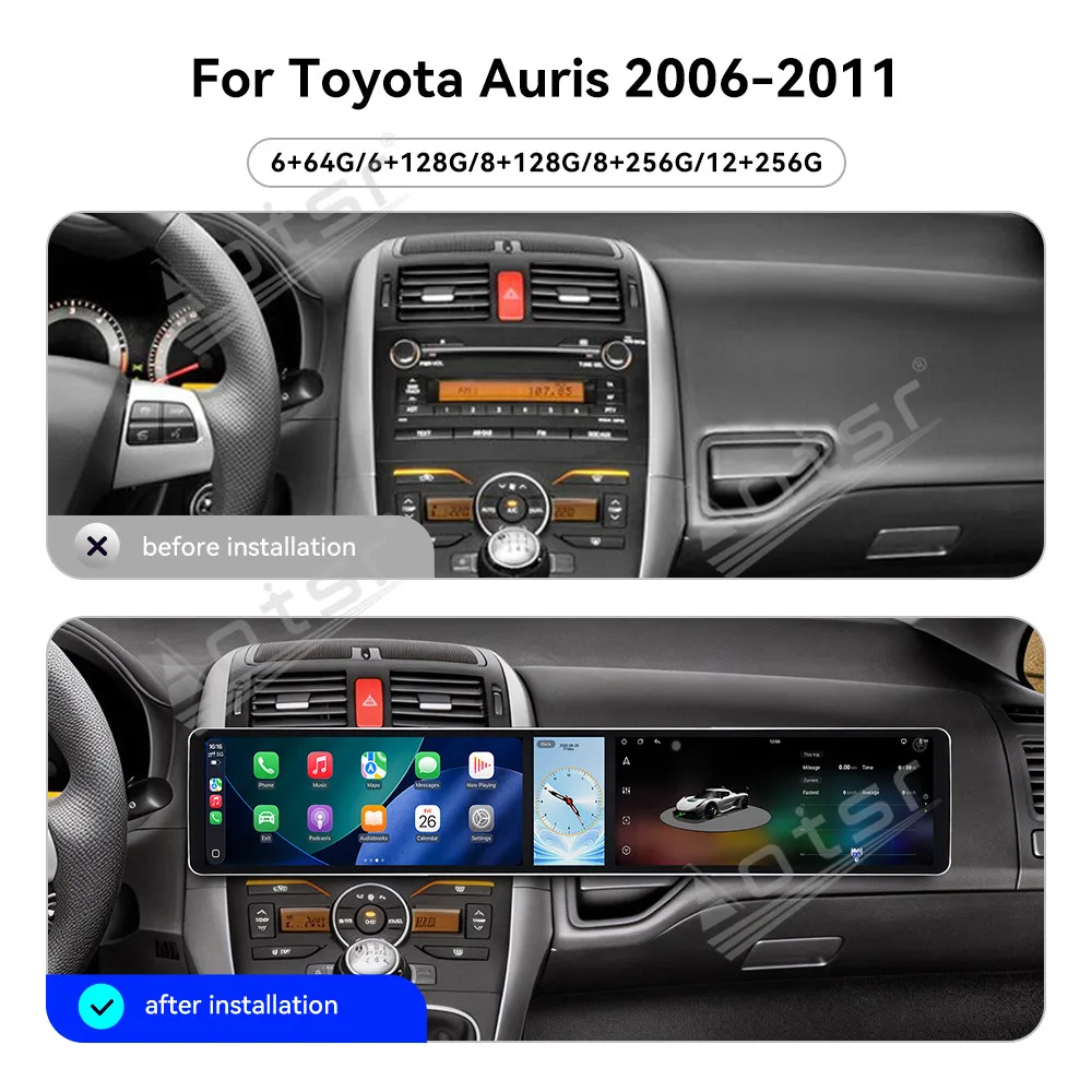 Triple Screen Android Radio For TOYOTA AURIS 2006~2012 Car Stereo CarPlay Android Auto Navigation Multimedia Player Head Unit