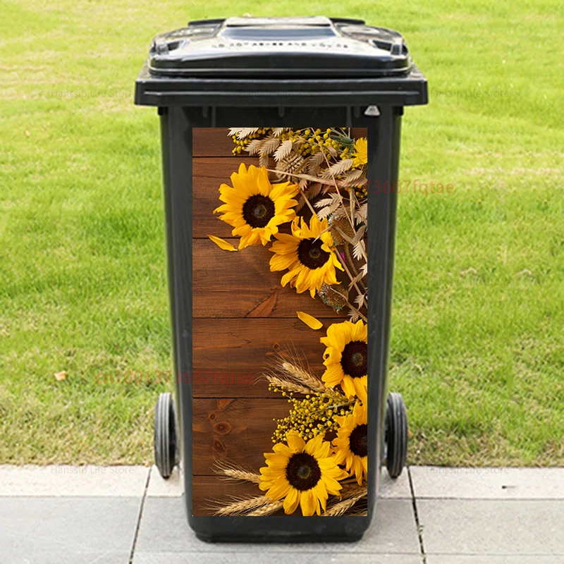 3D Realistic Tiger Leopard Printed Trash Can Sticker Waterproof PVC Outdoor Rubbish Bin Garbage Can Poster Peel and Stick