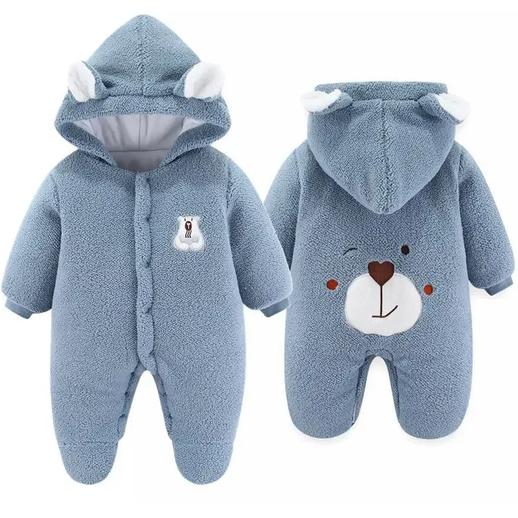 High Quality Winter Warm Baby Rompers Cute Overalls Bodysuit Jumpsuit Newborn Girl Boy Fleece Cotton Thick Kids infant Outfit