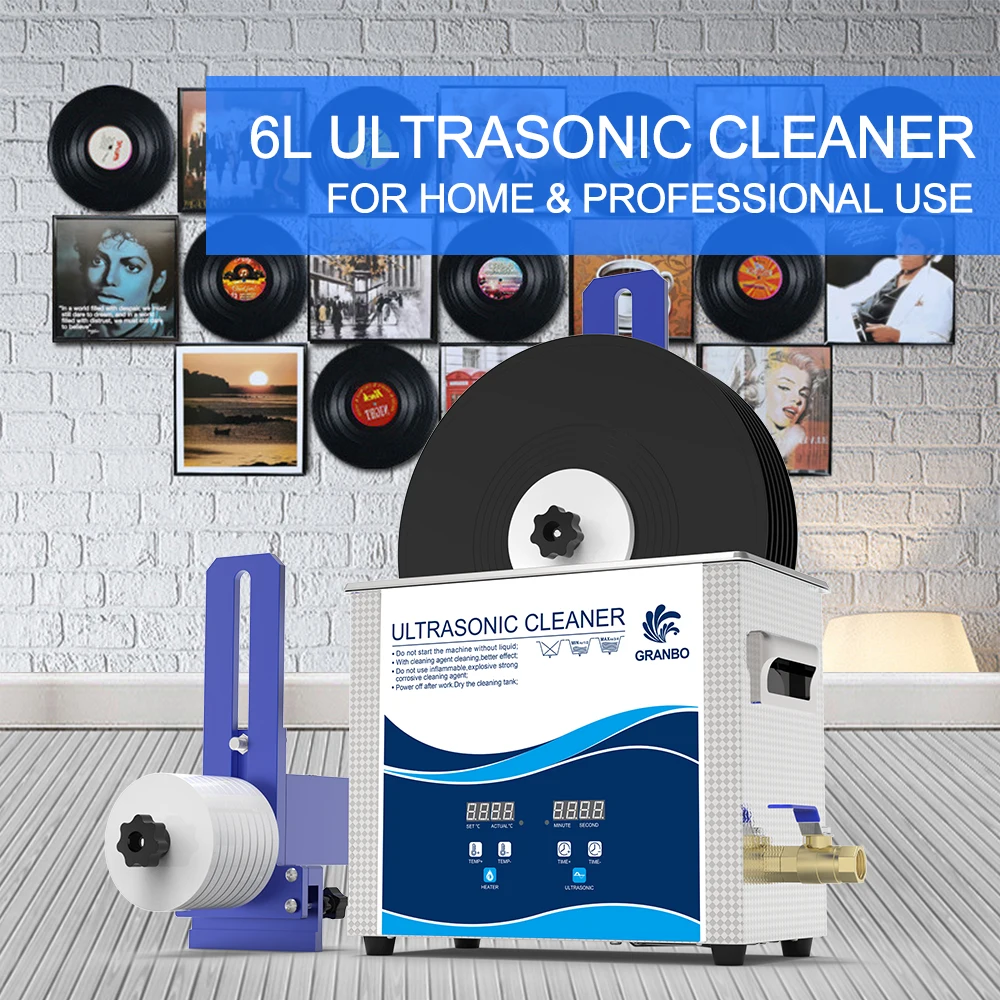 Vinyl Records Cleaning Tools Ultra Sonic Cleaner 180W 40KHz Ultrasound Cavitation Bath Sound Repair Cleaner with Rotation Holder