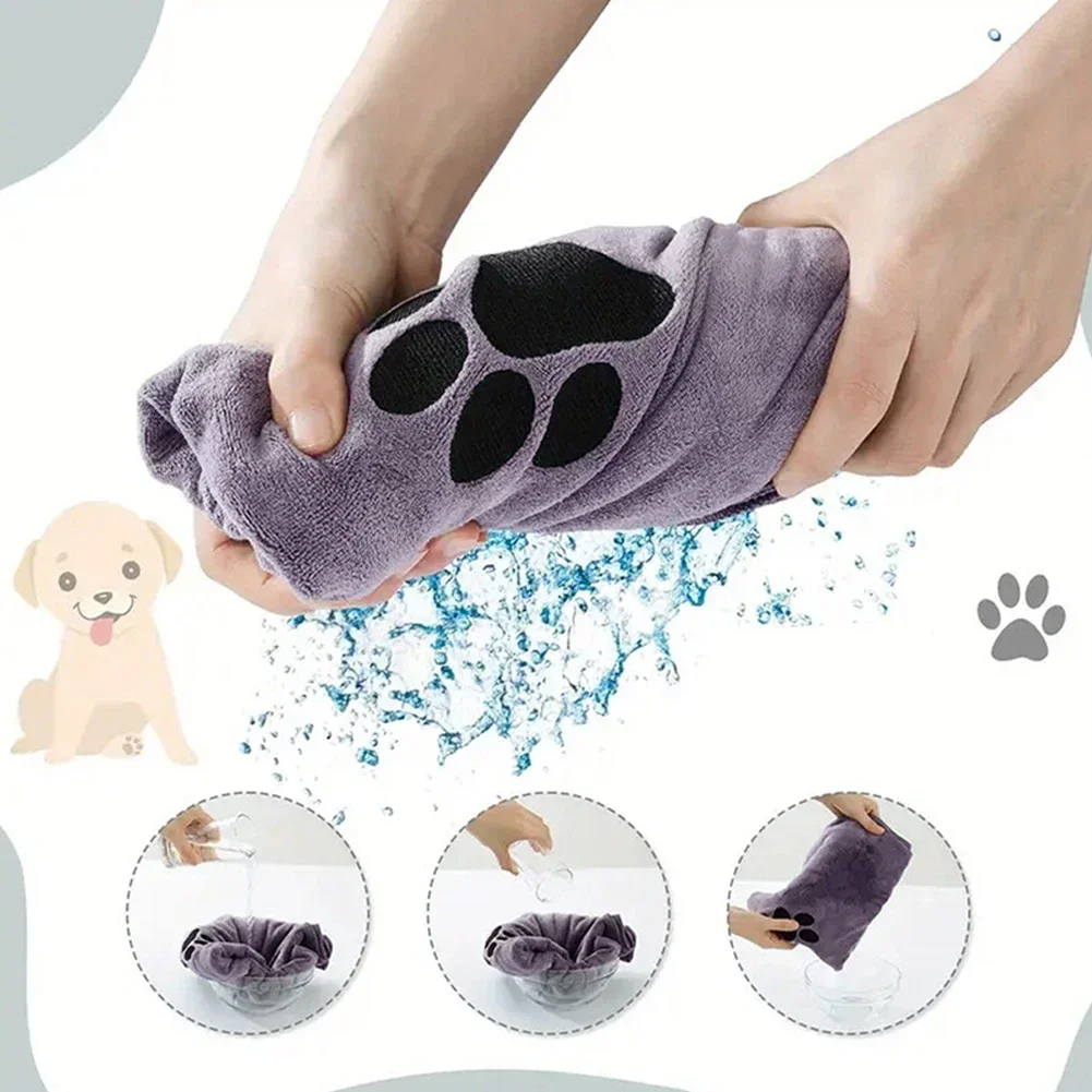 

35*75cm/50*100cm Microfiber Pet Bath Towel Embroidered Super Soft Absorbent Cat for Dogs Grooming Supplies