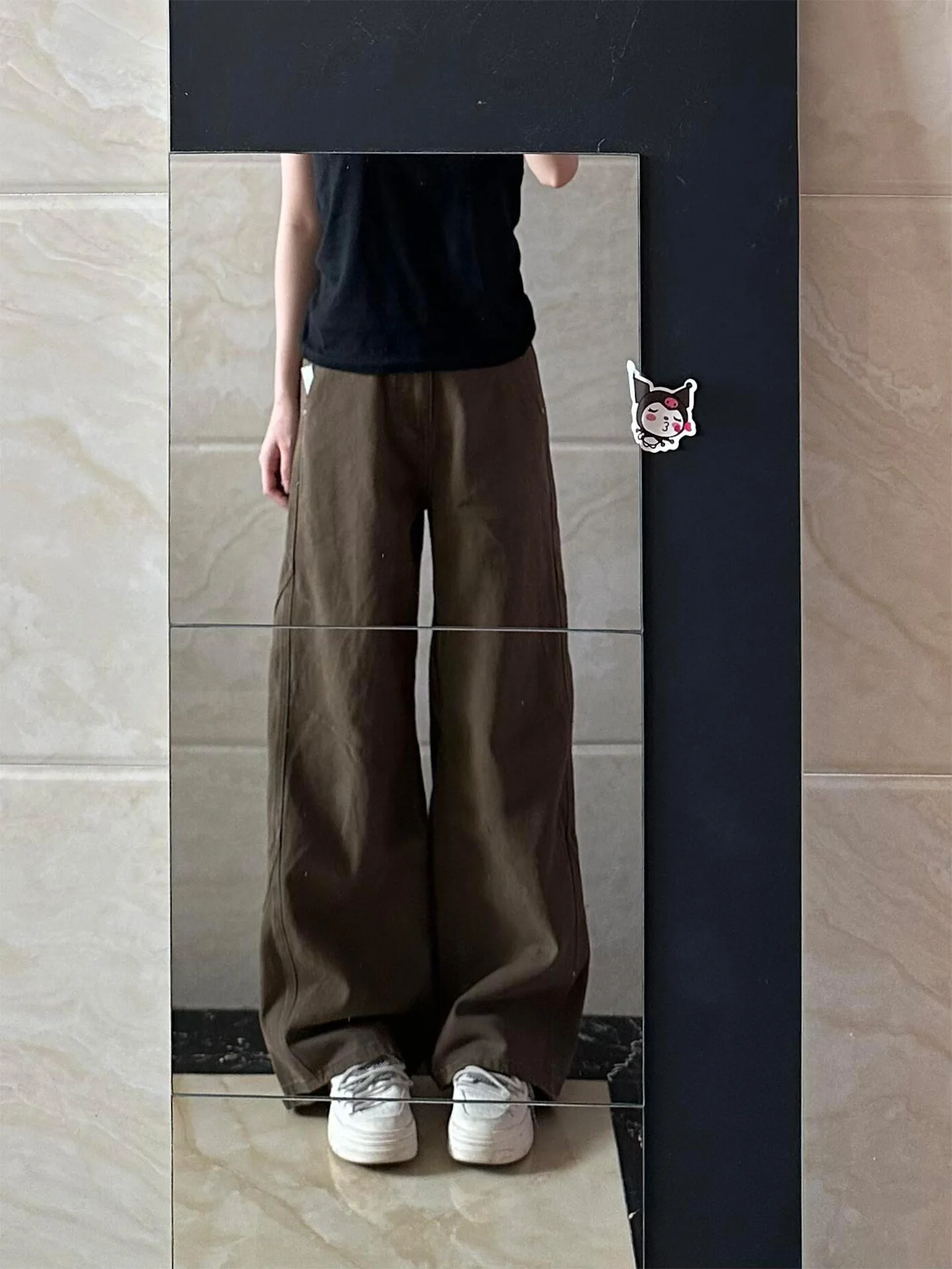 Summer 2026 Coffee Color Straight Leg Jeans Women's Small Size BF Lazy Style Narrow Retro Wide Leg Denim Pants High Waist