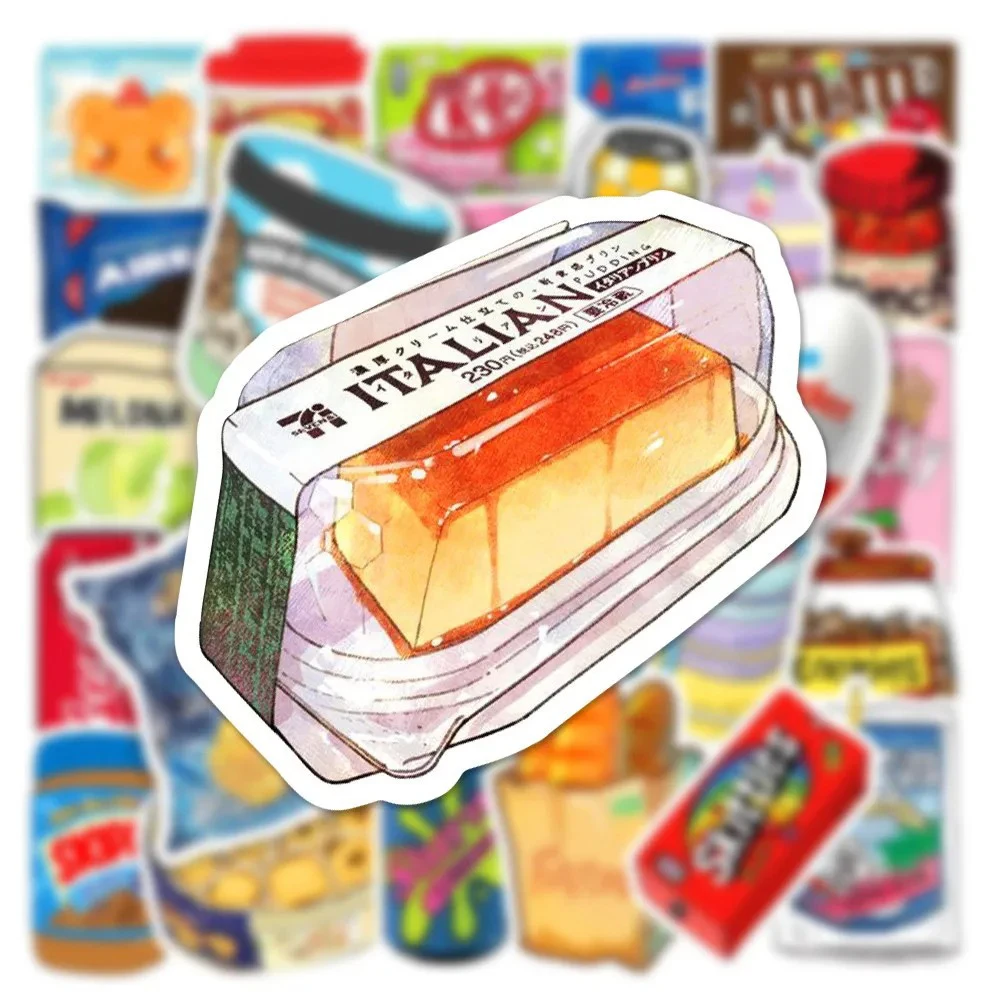 10/30/50pcs Drink Milk Snack Food Packaging Stickers Phone Scrapbook Motorcycle Cool Car Waterproof Cartoon Sticker for Kids Toy