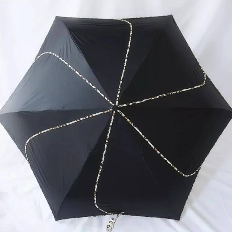 Metal Pole Vintage Manual Umbrellas Petal Leopard Blackout Fold Umbrellas Black-Coated‌ Simple Fashional Household Merchandises