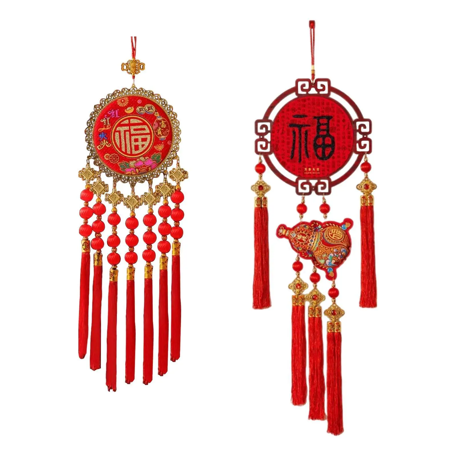 

Lunar New Year Hanging Decoration Tassel Pendant with Sparkling Sequins Entryway Sign for Spring Festival Porch Home Decor