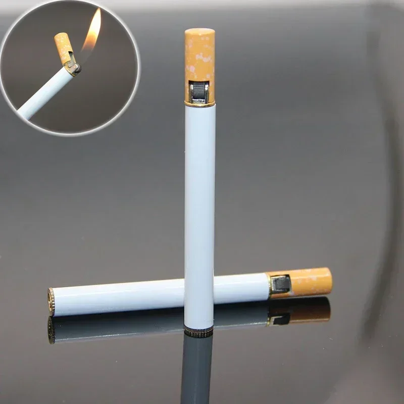 Unusual Man Lighter Cigarette Shape Butane Torch Light Kitchen Outdoor Barbecue Gadget Funny Lighter Cute Gift and Free Smoking