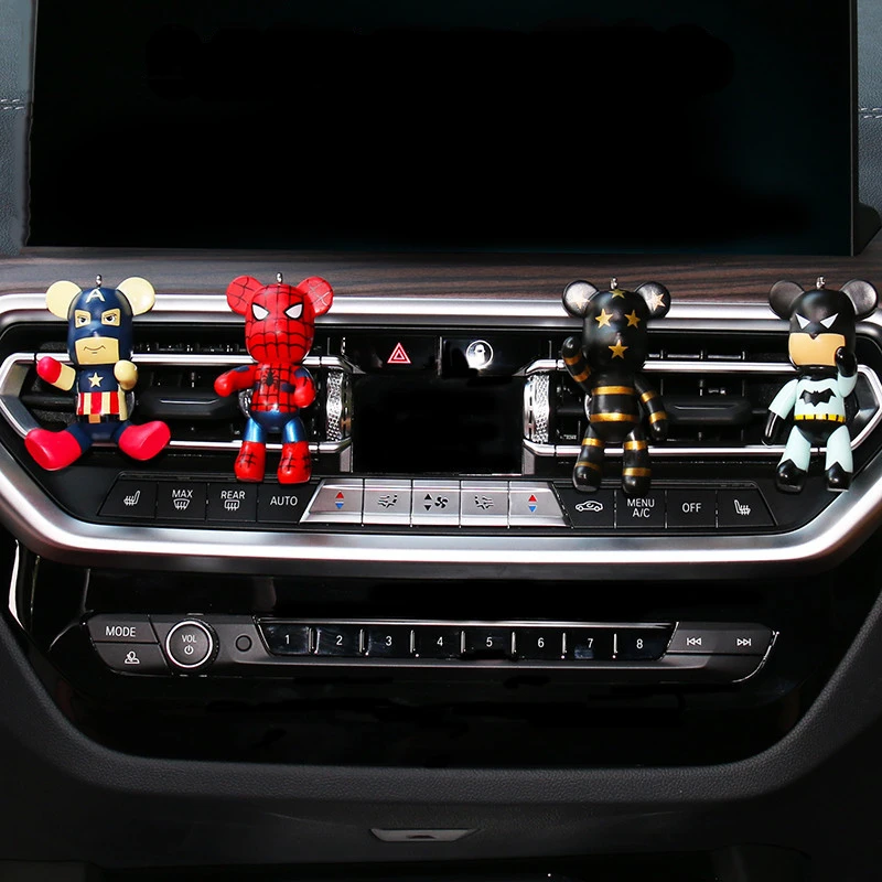 Car Interior Air Outlet Fragrance Clip Decoration Captain America Batman Action Figures Articular Mobility Auto Ornaments Toys