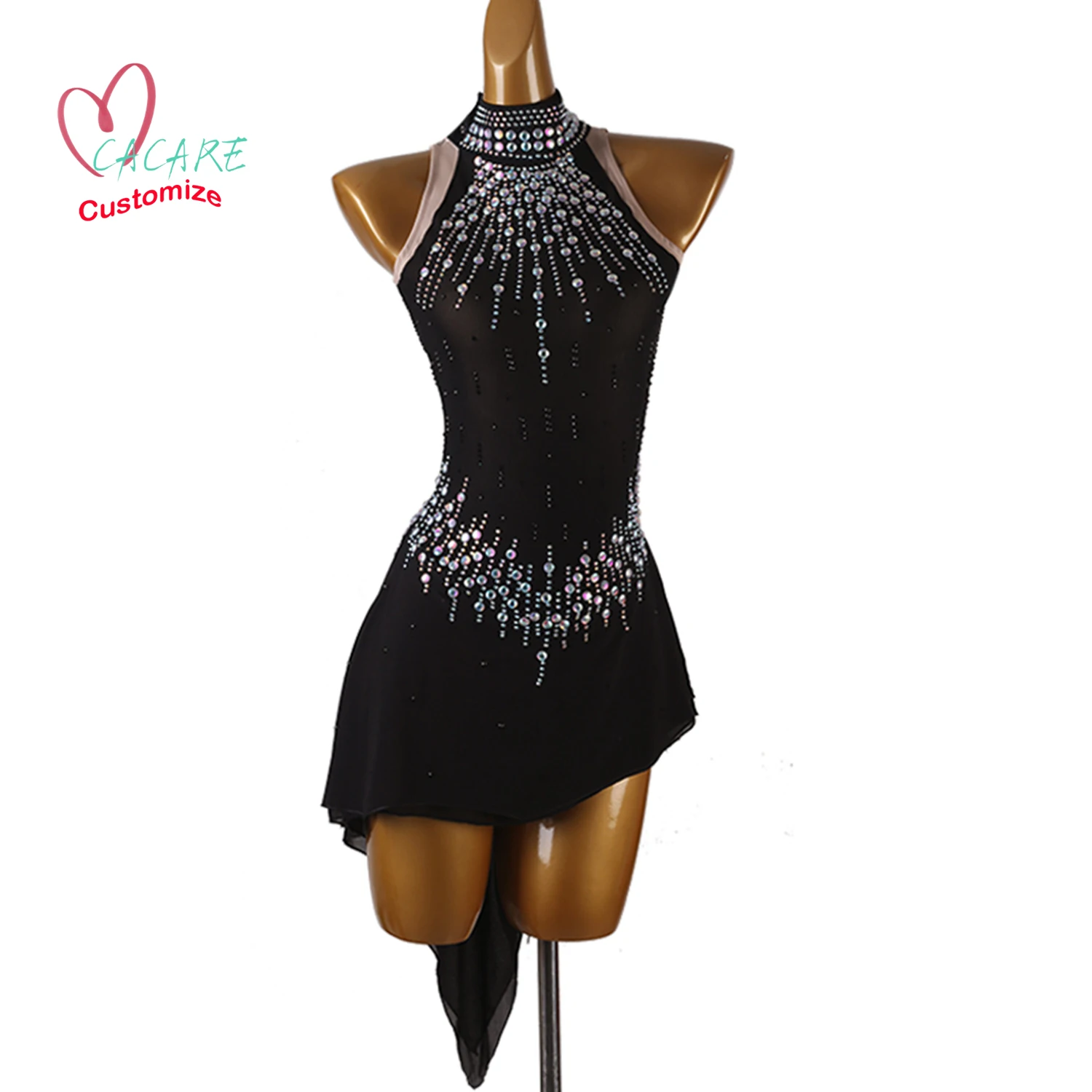 Beeldje Schaatser Jurk voor Kunstschaatsen Latin Dans Jurk Vrouwen Danskleding Toneelkostuum Kleding Prestatiekleding Stadium 007