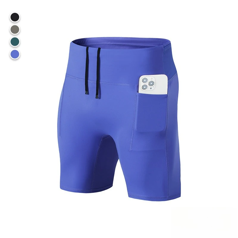 Herren-Kompressions-Laufshorts mit Aufbewahrungstaschen am Rücken, Hochgeschnittene Atmungsaktive Sportshorts für Workouts – Detail 8