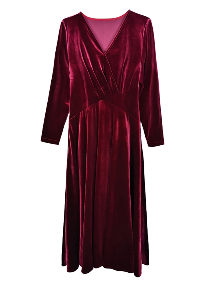 2024 Vintage Long Sleeve Women Sexy Midi Dresses Autumn Winter Velvet Thick  Warm Dress Elegant Bodycon Party Night Maxi Vestidos - AliExpress