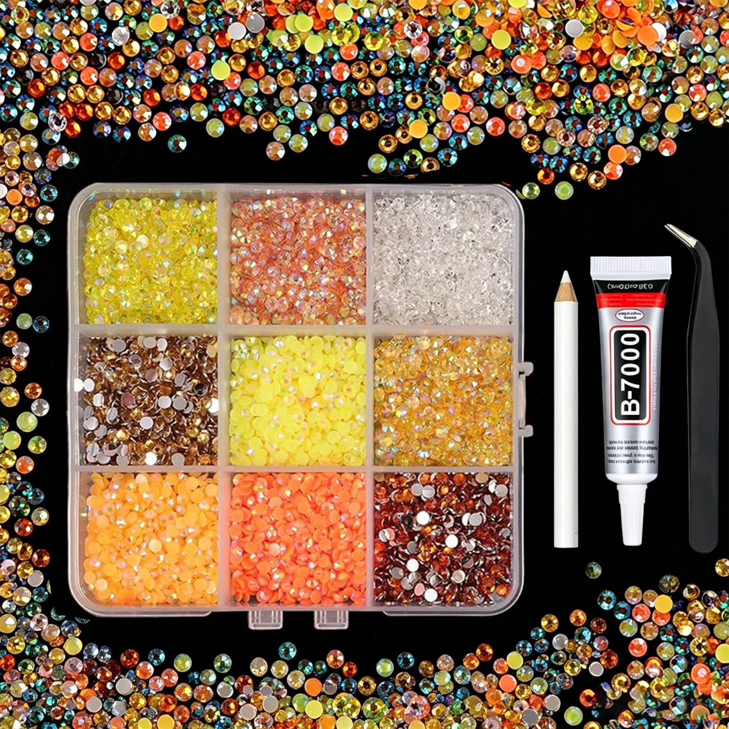 1 Set 3mm Gemischte Farben Jelly Flatback Harz-Strass-Steine für Tassen, Kleidung, Taschen, Schuhe, Handyhüllen, Dekoration, Hüte, Stifte und Bastelarbeiten – Detail 1