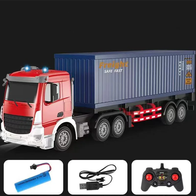 RC Semi-trailer Truck with light Remote Control Container car music Simulation RC Transport Vehicle Toy usb charge kids gift