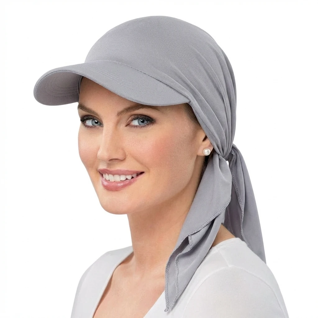 Chapéu Turbante Clássico Feminino de Cor Sólida, Chapéus de Sol com Aba Curvada, Boné de Beisebol, Chapéus de Sol, Lenço para a Cabeça