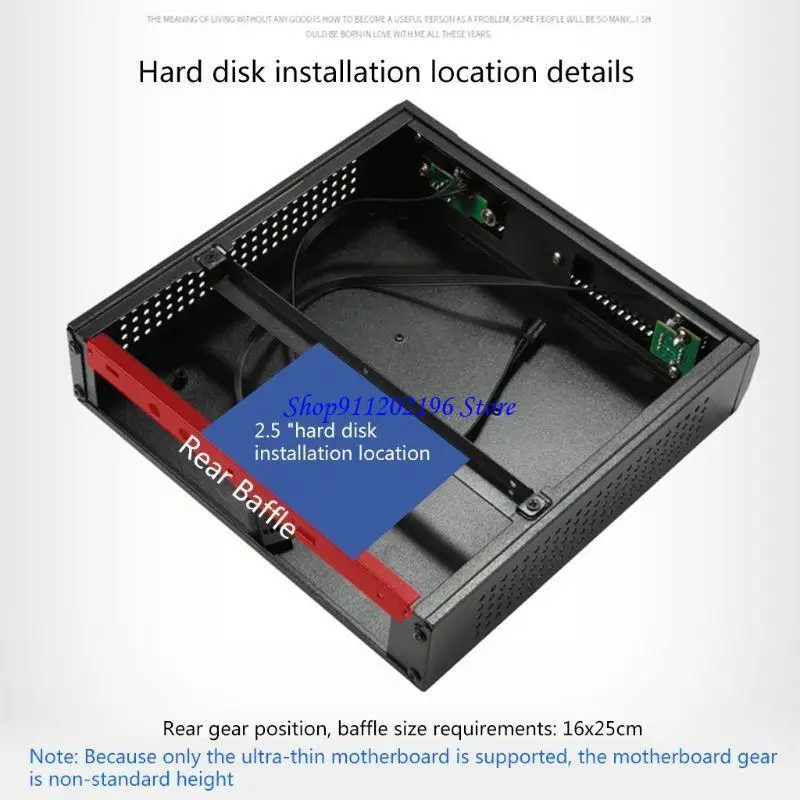 P82A QX01 GAMING PC Desktop Chassis Case Mini ITX Computer Cases para USB2.0 2.5in HDD