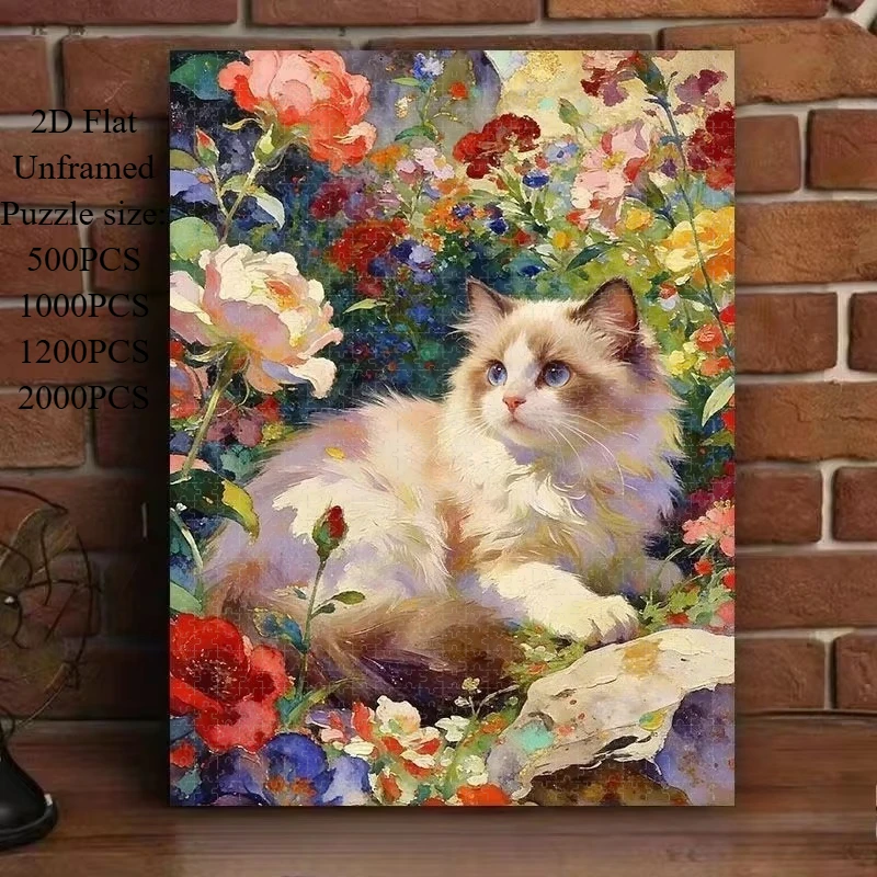 500/1000/1200/2000 PCS Cat Flowers Animals Puzzle Creative Puzzle Jigsaw Birthday Gifts Home Decoration Unique Gifts