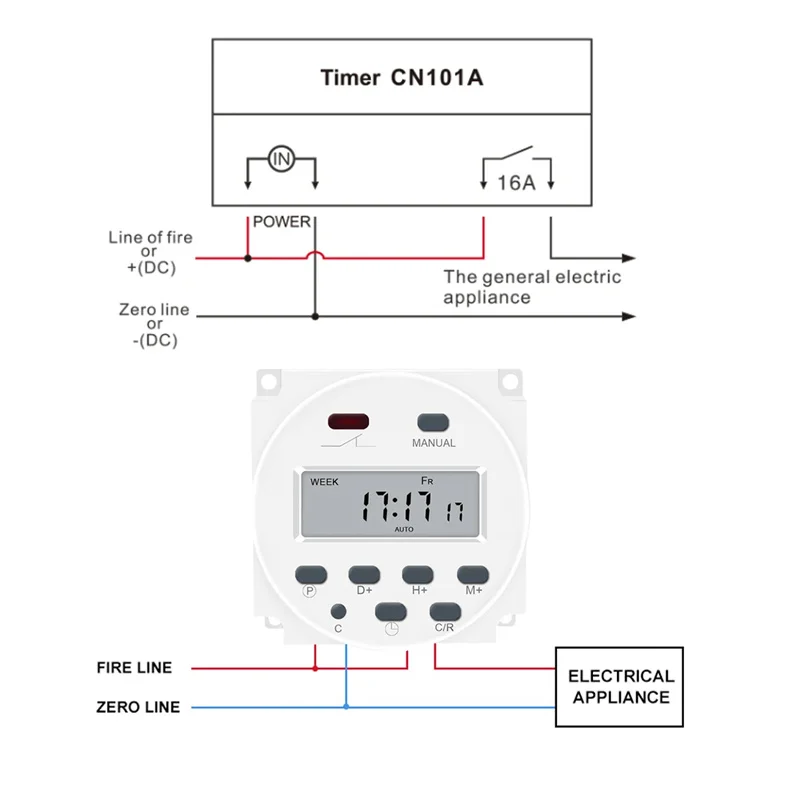 220V 110V 24V 12V CN101A Digital LCD Power Timer Programmable Time Switch Relay 16A CN101