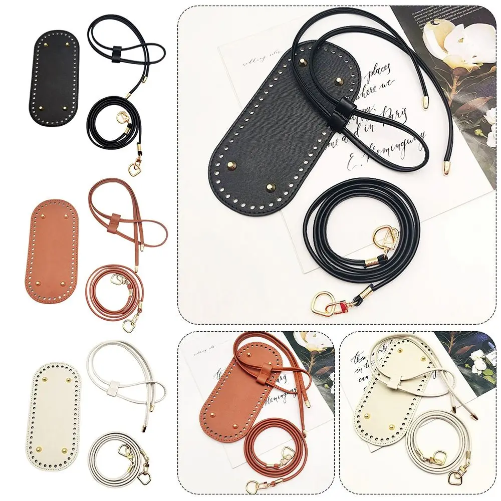 

3PCS/SET Fashion PU Leather Long Bag Bottom Handmade Bottom Crochet Bag Bag Accessories DIY for Knitted Bag Bag