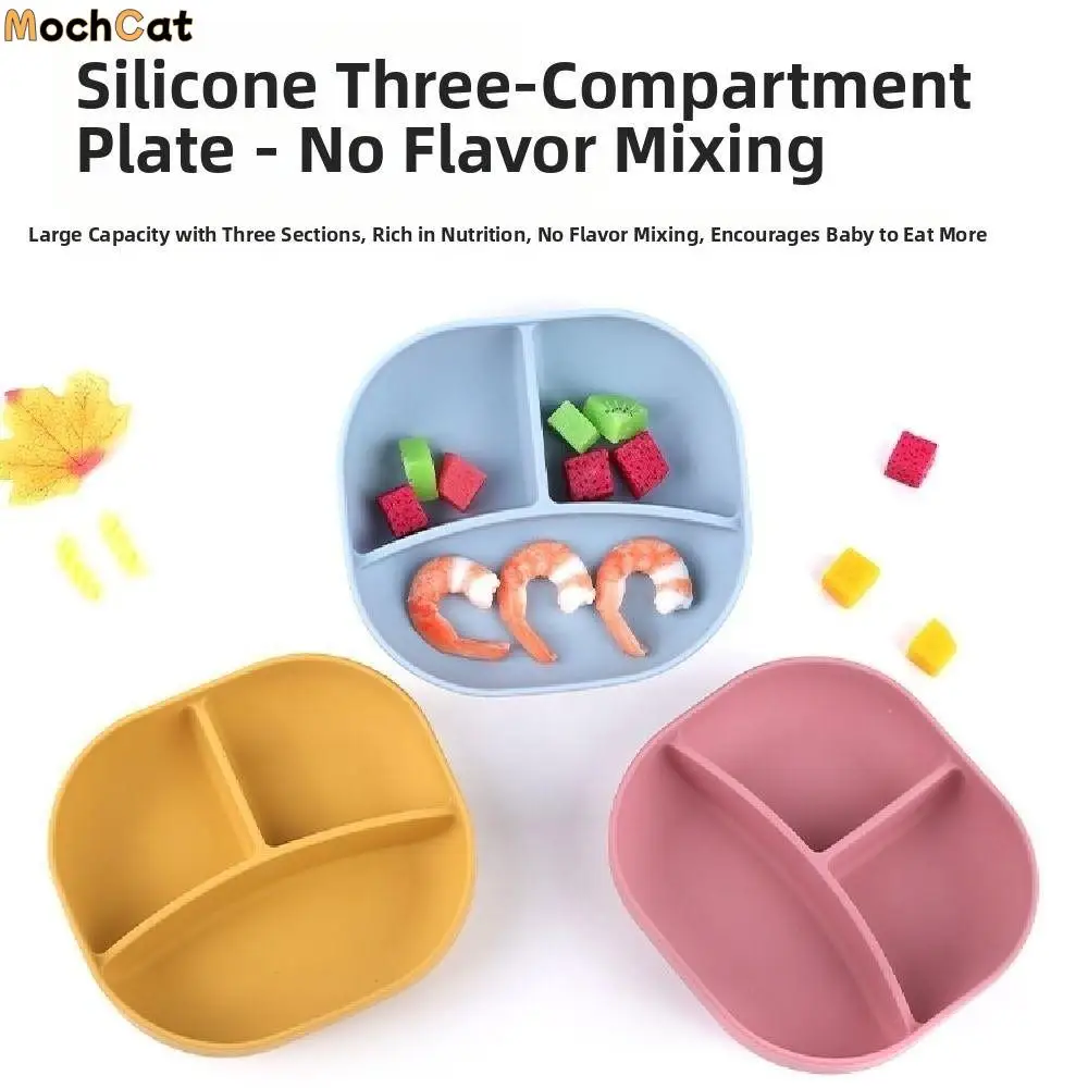 

Детская посуда для отлучения с мультяшным медведем, противоскользящая портативная детская силиконовая присоска, легко чистящаяся разделенная обеденная тарелка без BPA