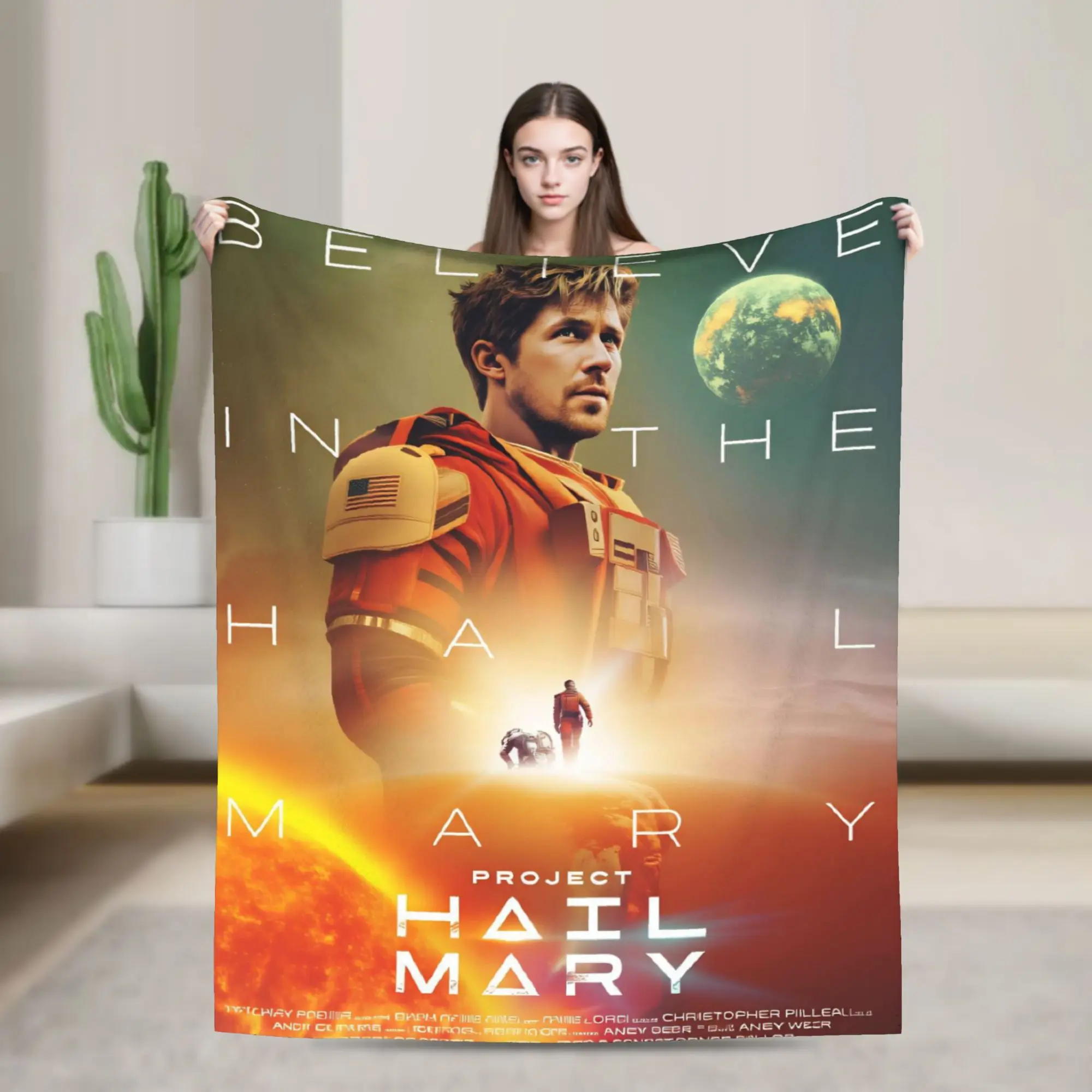 Project Hail Mary Poster Blanket Girls  Flannel Bedding Throws For Living Room Soft Comfy Custom Quality Bedspread Gift Idea