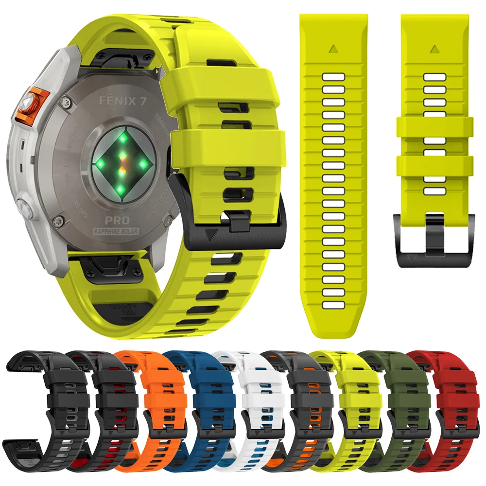 Bracelet de montre en Silicone bicolore QuickFit 22mm 26mm pour Garmin Epix Pro Gen 2 47mm 51mm/Fenix 7X 7 Pro/Quatix 6