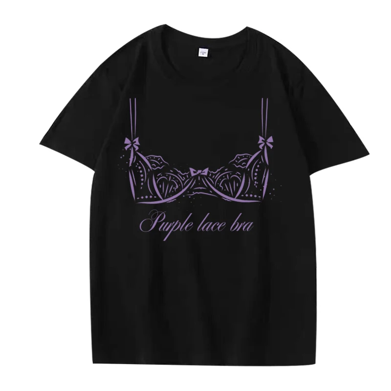 

Purple Lace Bra Unisex t shirt Tate Inspired McRae tee men women Oversized 100% Cotton Hot sale short sleeve Summer print tops