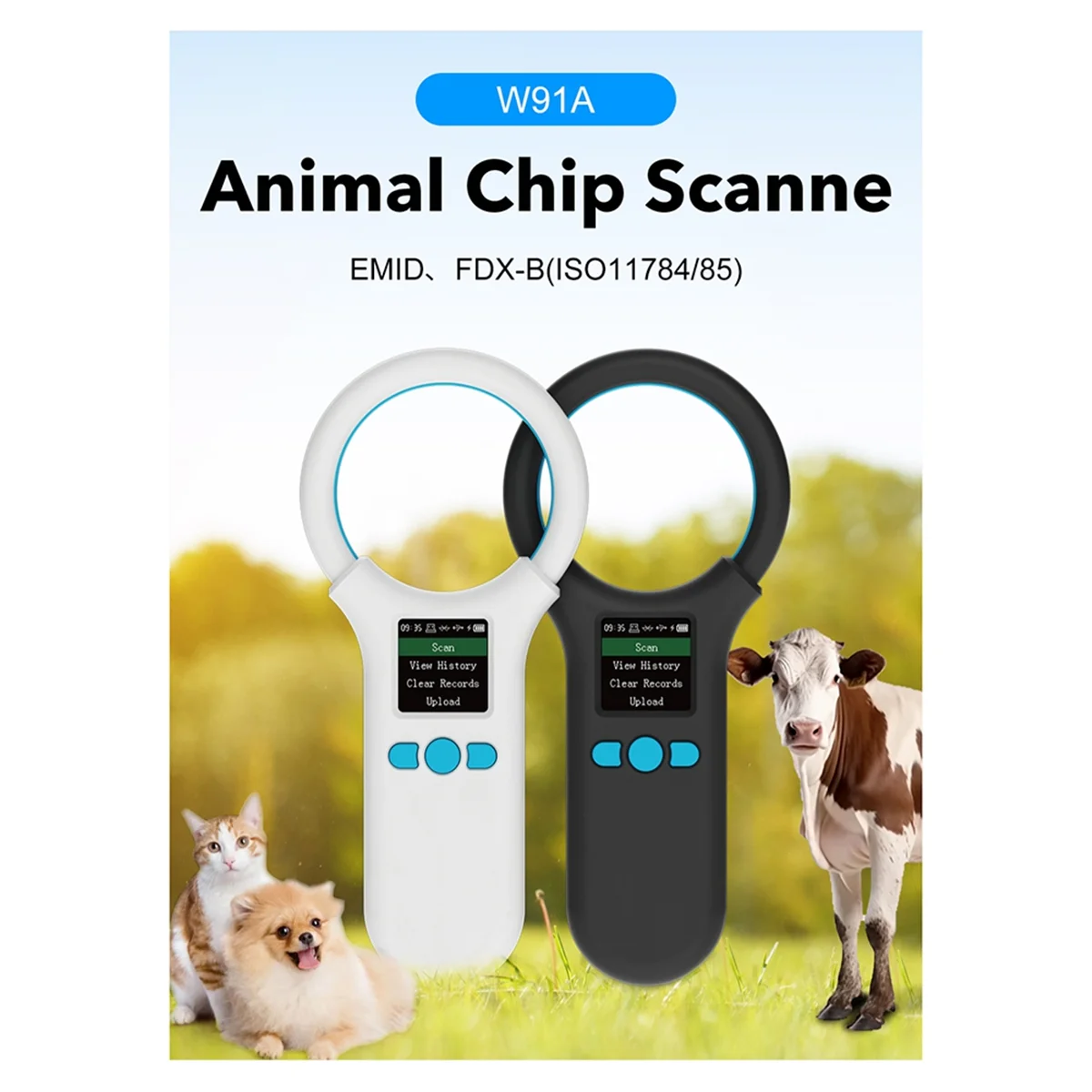 

SVFE-gAnimal RFID Reader 134.2Khz/125Khz Pet FDX-B EMID Adjustable Sound Brightness USB Dog Cat Horse Handheld Mini Scanner