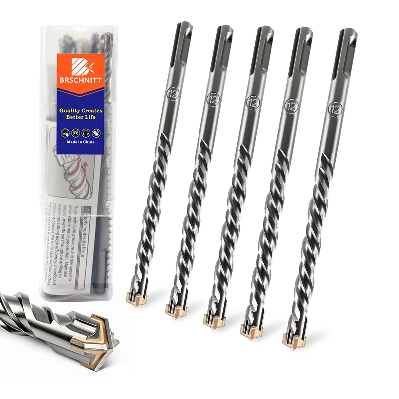 

BRSCHNITT Concrete Hammer Drill Bit for Concrete Masonry Granite Masonry Brick Carbide Tips SDS-Plus Carbide Drill Bits Set