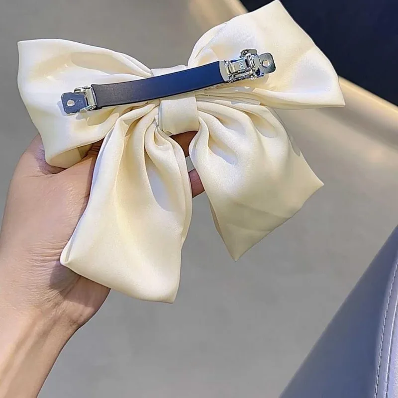 Korean Fashion Ribbon Bow Hair Clips Pearl Tassel Spring Clip Temperament Hairpins Headpiece Hair Accessories for Women image 6